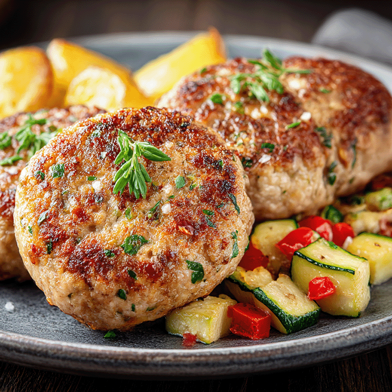 Mehr Informationen zum Thema: Faschierte Laibchen mit Ofen&shy;kartoffeln und buntem Gemüse